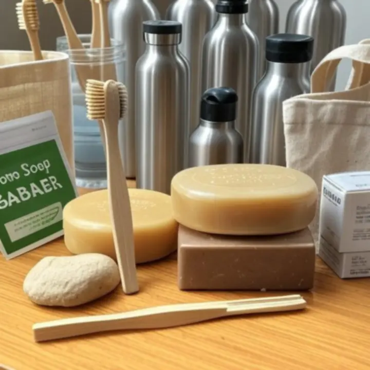 Ułożone na stole ekologiczne produkty oznaczone jako bestsellery