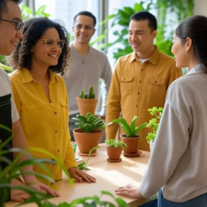 Zespół Eco Shop PL pracujący w jasnej, ekologicznej przestrzeni biurowej