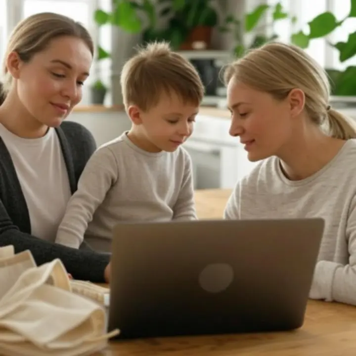 Rodzina korzystająca z ekologicznych produktów dobranych do ich potrzeb